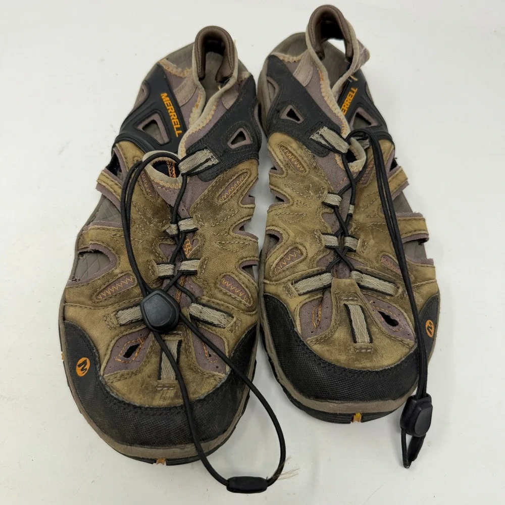 Merrell Sandals Mens 11.5 All Out Blaze Sieve Brown Water Hiking Vibram EUC